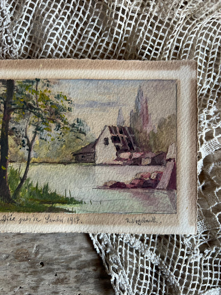 Hand Painted French Postcard