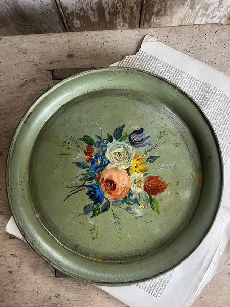 Vintage Hand Painted Floral Tray