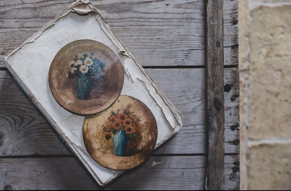 Small Antique French Floral Oil Paintings