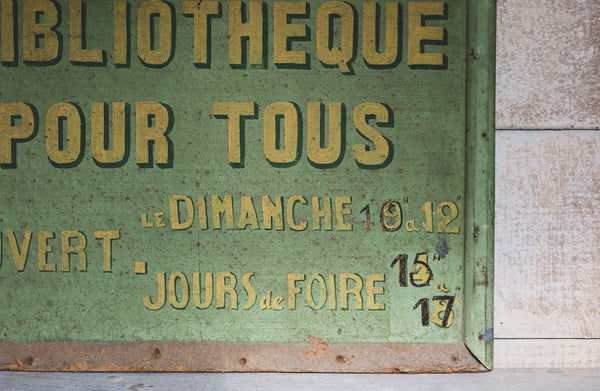 Vintage French Library Sign