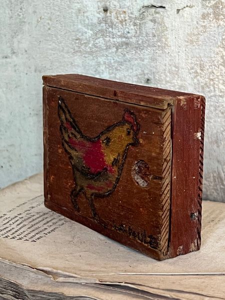 Sweet Chicken Folk Art Wooden Box