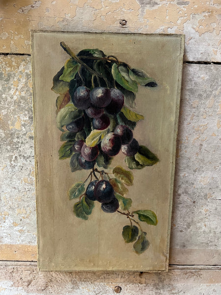 Vintage French Fruit Oil on Canvas