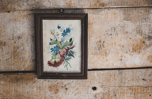 Sweet Framed French Vintage Painting