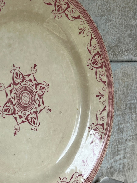 Terre De Fer Stunning Crazed Red Floral Plate