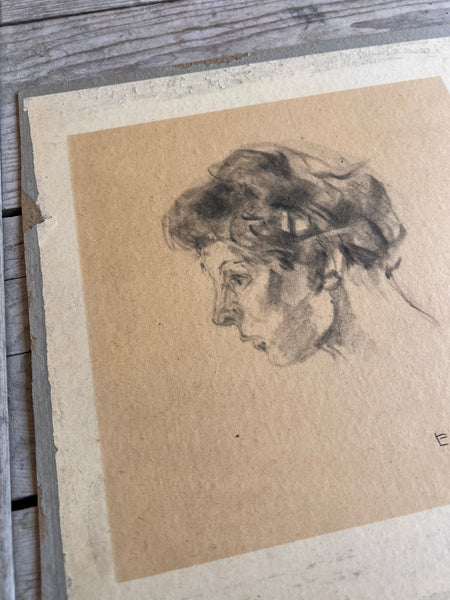 Vintage Sketched Portrait 1948