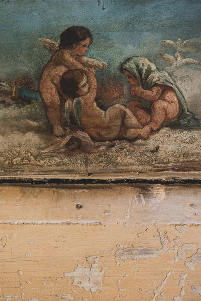 Antique French Cherub Painting