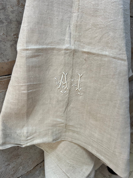 Vintage Thick French Linen Sheet AI