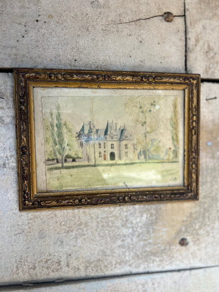 Beautiful Watercolour Chateau Painting