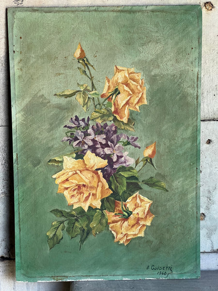 Floral Oil Painting on Board 1940
