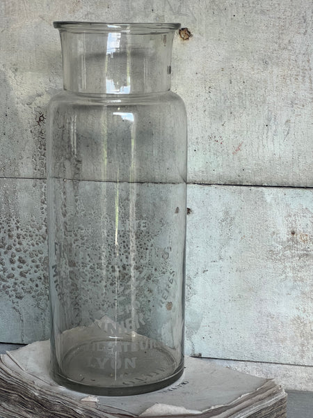 French Vintage Etched Glass Jar