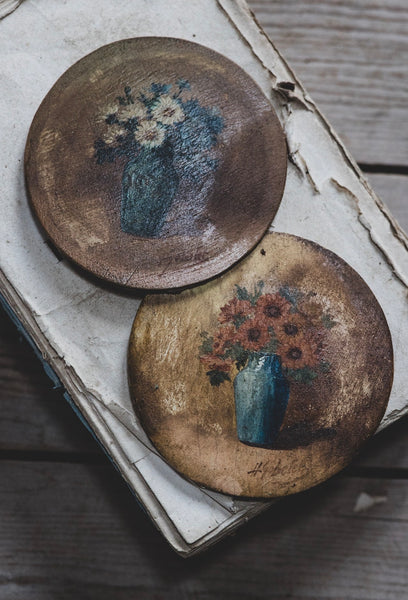 Small Antique French Floral Oil Paintings