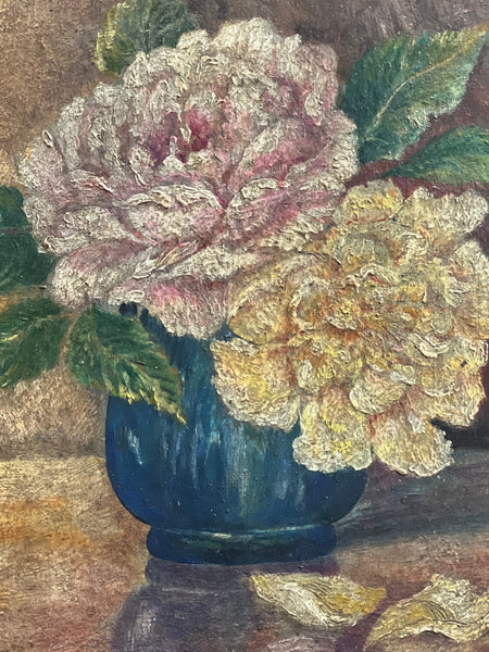 Antique French Floral Painting on Board