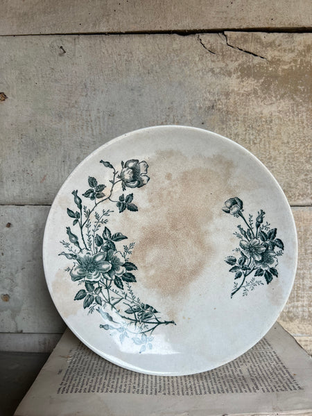 Floral Transferware Raised Dish