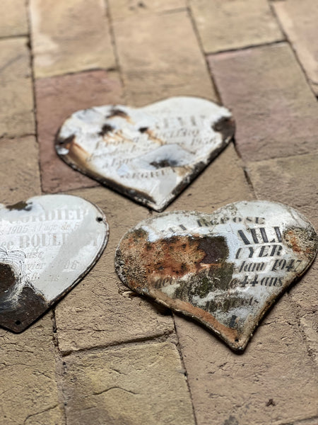 Sweet Collection of Vintage Worn Memorial Hearts