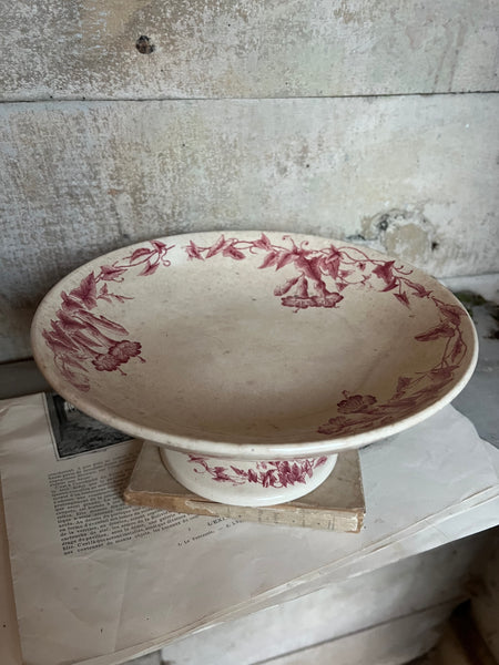 Beautiful French Floral Transferware raised dish