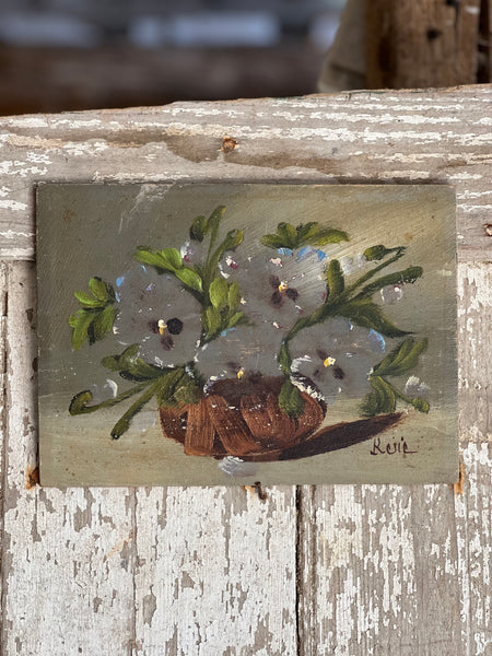 Beautiful French Floral Oil on Board