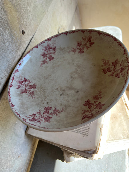 Beautiful French Floral Transferware raised dish