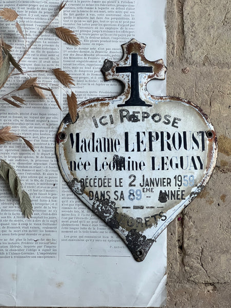 French Vintage Enamel Memorial Heart