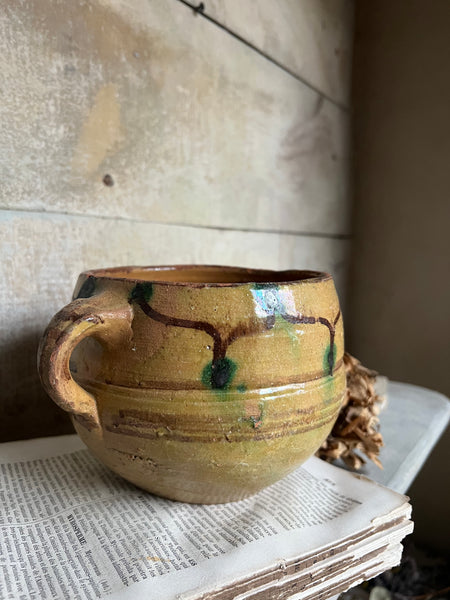 Earthenware Handled French Vintage Pot