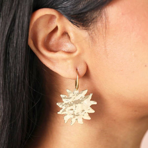 Lisa Angel Gold Hammered Sun Drop Earrings