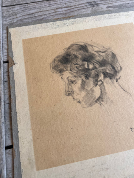 Vintage Sketched Portrait 1948