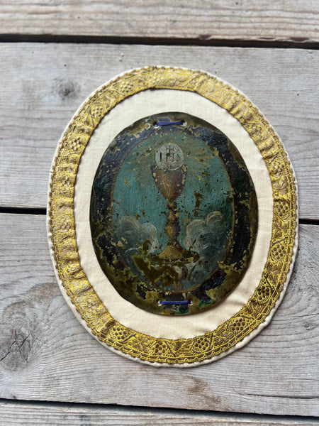 Stunning Religious Handpainted Chalice Ex Voto