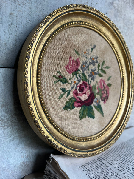 Vintage French Framed Embroidery
