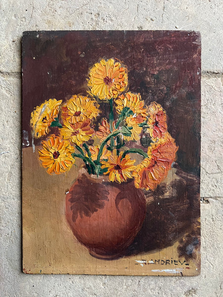 Beautiful Vintage Floral on Board