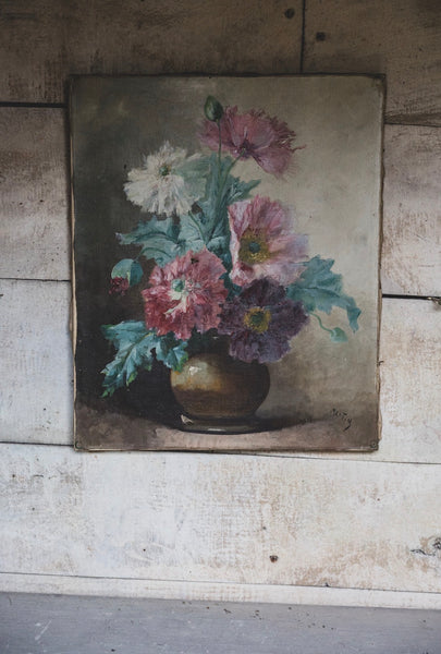 Large Floral Oil Painting on Canvas