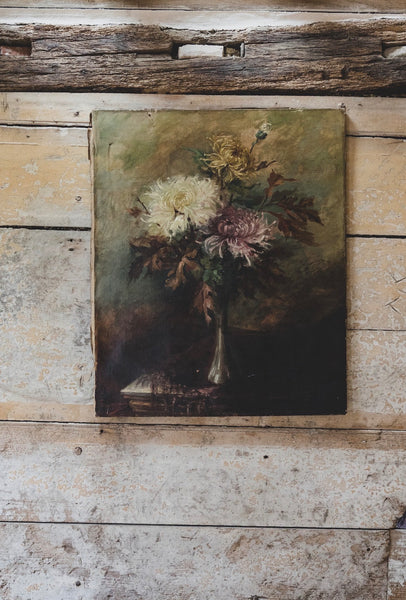 Large Floral Oil Painting on Canvas