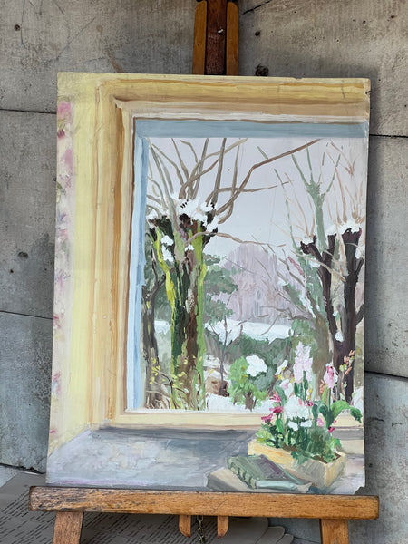 Sweet Vintage French Oil Painting