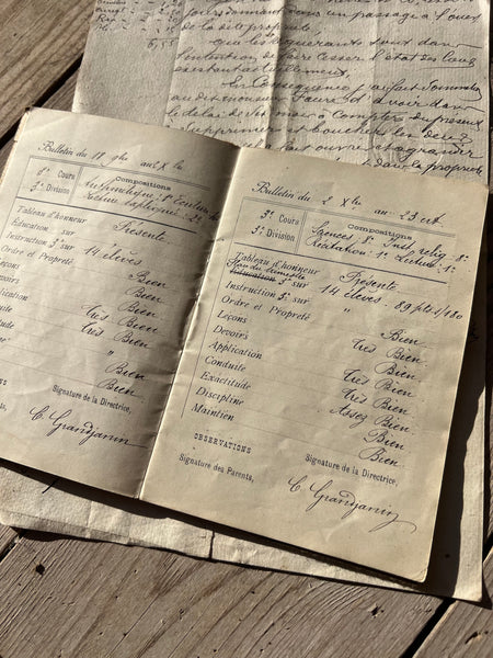 1919 French Boarding School Report Book