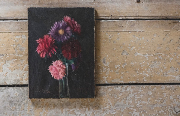 Dark Floral Oil on Canvas