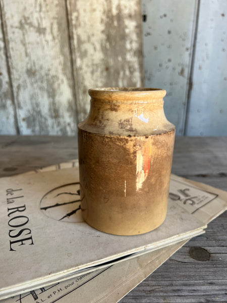 Large Antique Stoneware Crazed Churn