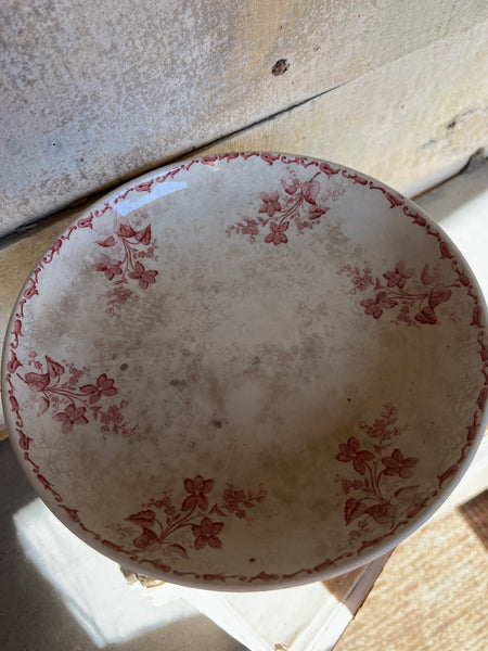 Beautiful French Floral Transferware raised dish