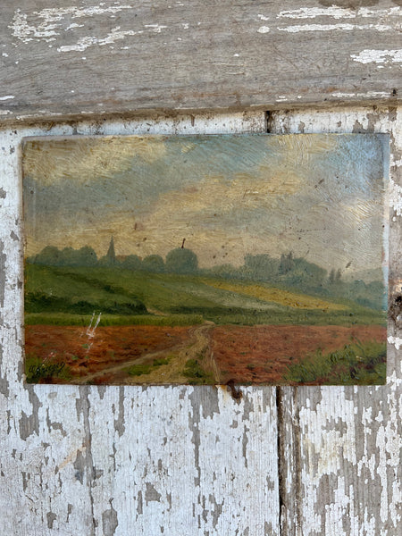 French Landscape Oil on Board 1897