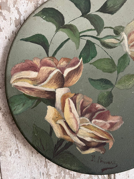 French Round Rose Painting