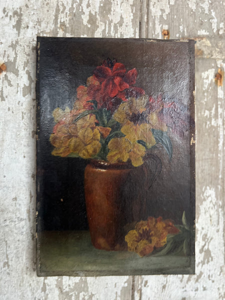 Beautiful Dark French Floral Oil on Canvas