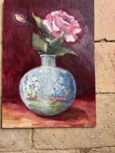 Beautiful Vintage Floral on Board