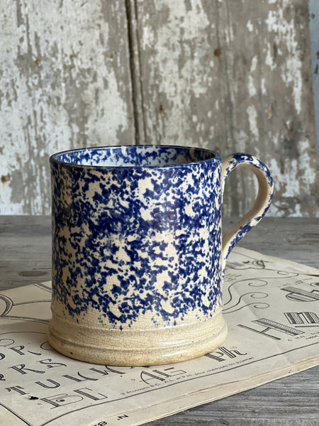 Antique French Spongeware Tankard