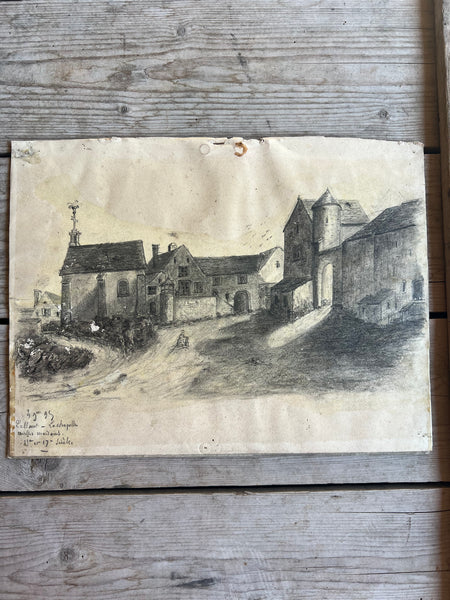 Beautiful Antique French Sketch