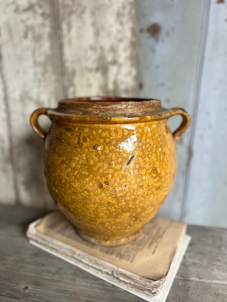 Rustic Golden Yellow Handled French Confit Jar