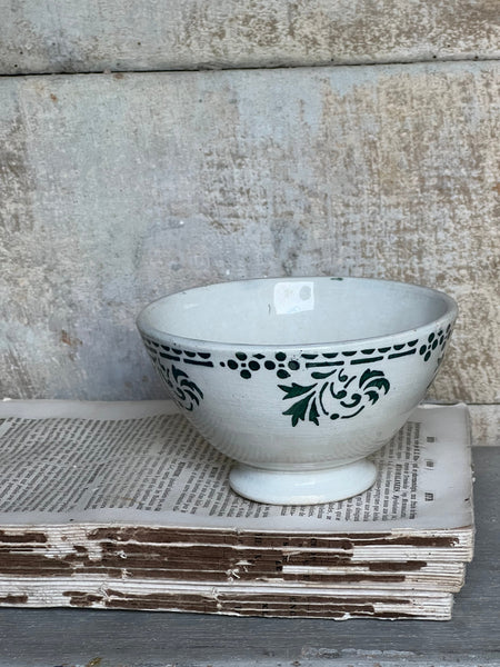 French Cute Floral Stencil Cafe au Lait bowl