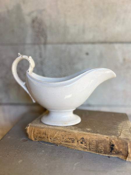 Beautiful Crisp White Vintage French Creil et Montreau Sauce Dish