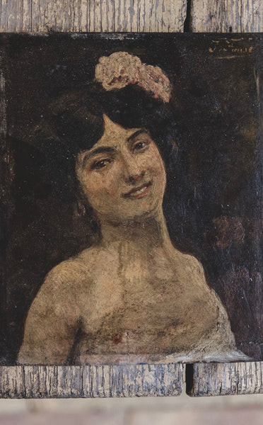 Antique Portrait on Board