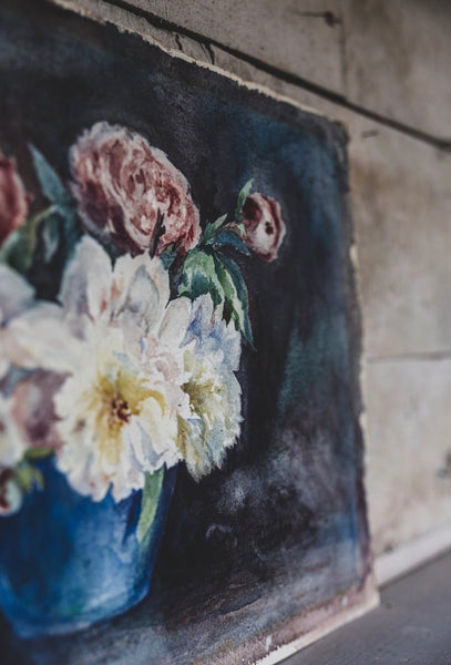 Large Beautiful Flower Watercolour Painting 1938