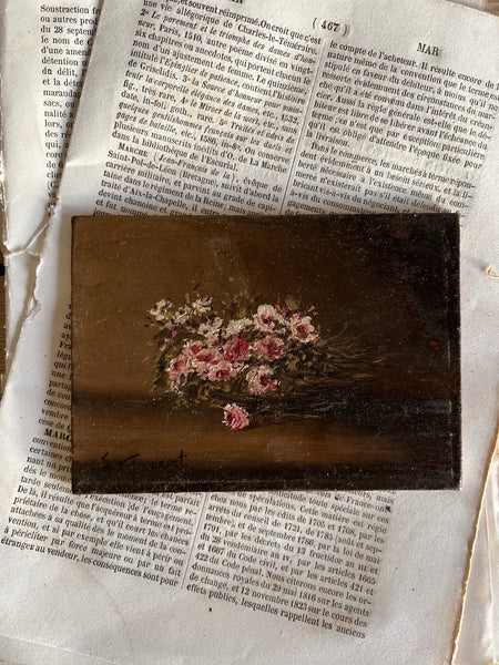 Small Floral Painting On Board