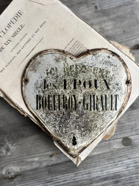 French Vintage Enamel Memorial Heart