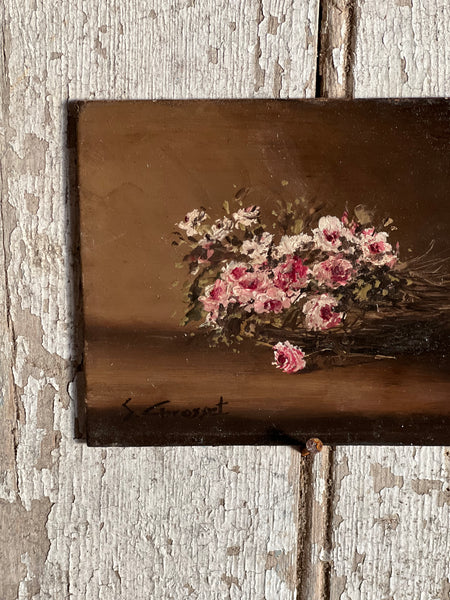 Small Floral Painting On Board