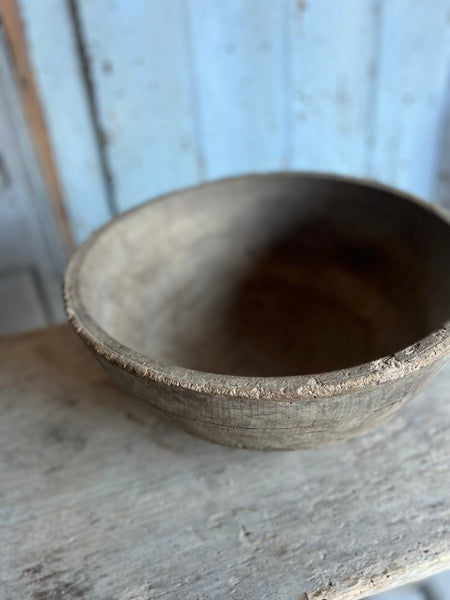 Huge Vintage Wooden French Bowl